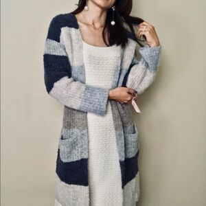 Pepin Anthropologie Alpaca Wool Blend Colorblock Open Front Cardigan Small